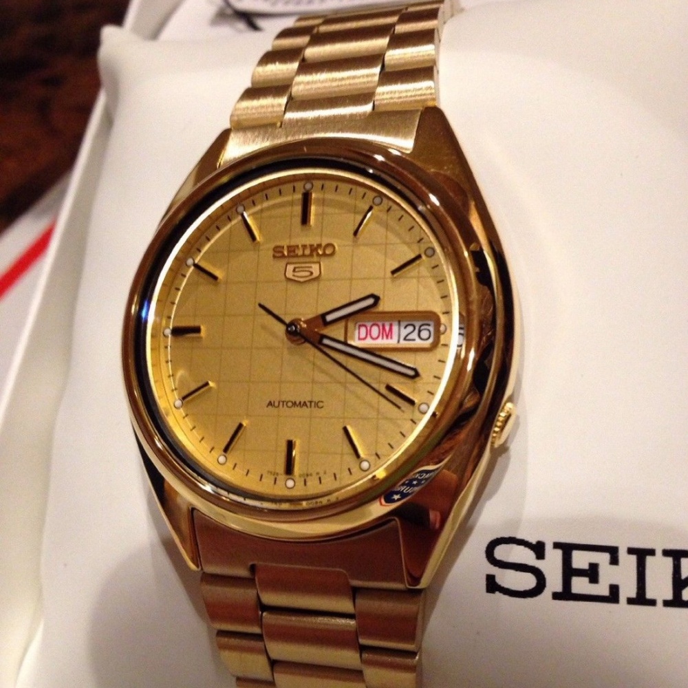 Men's Seiko 5 Automatic Gold-Tone Stainless Watch